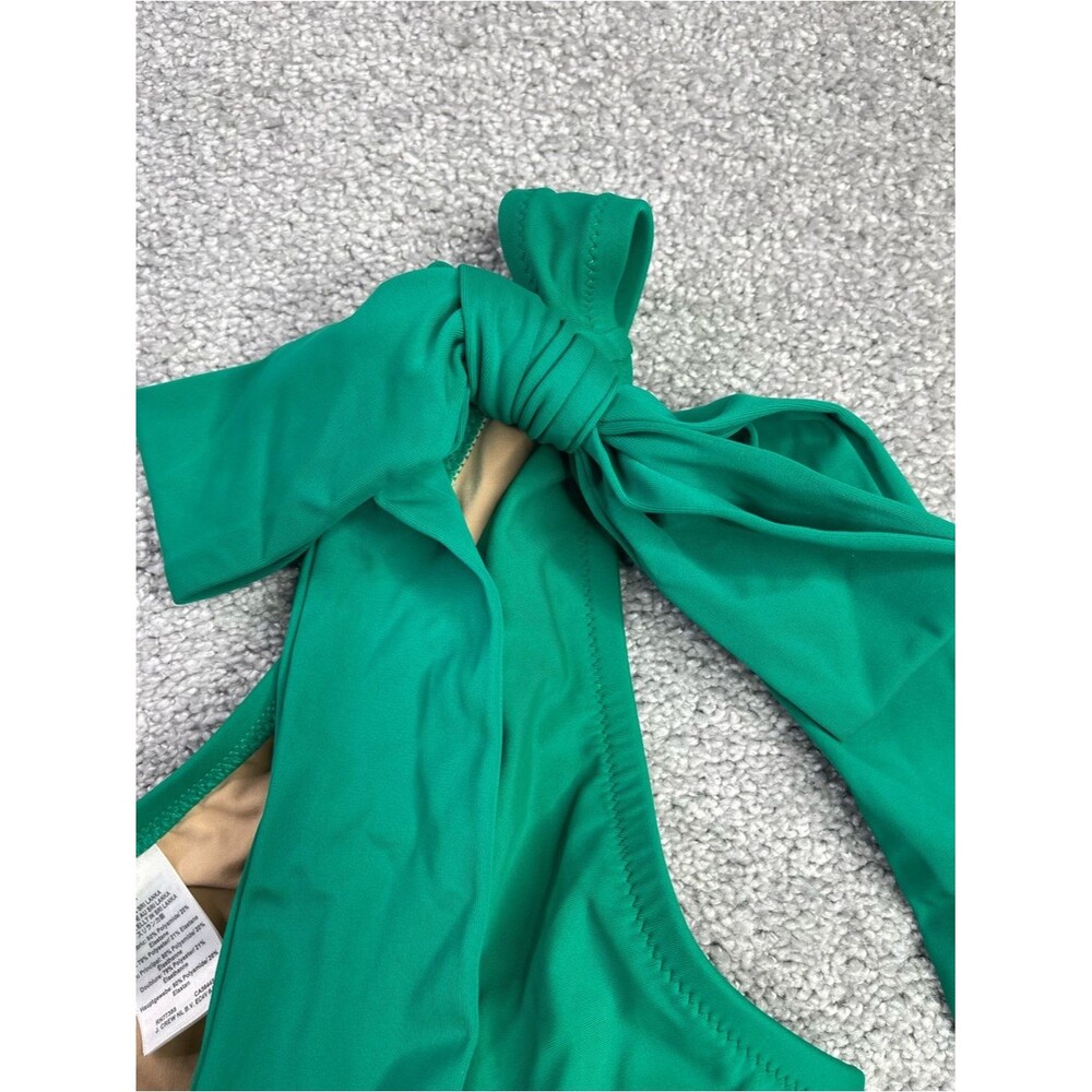 J. Crew Factory One-Shoulder Bikini Top Women's Large Emerald Green Padded - Picture 2 of 7